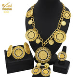 African 24K Gold Color Coins Necklace Bracelet Sets