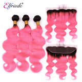 Elfriede T1BPink Body Wave Ombre Colored Hair Bundles