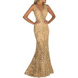 Gold Glitter Luxury Hollow Annual Meeting Evening Gown