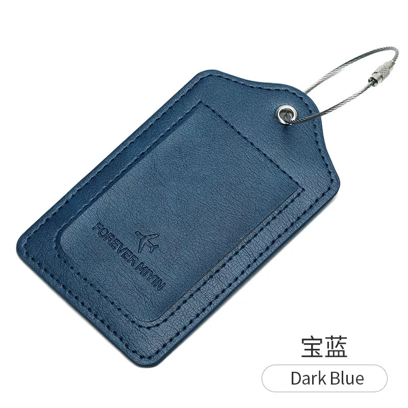 PU leather luggage tag With Anti Loss Wire