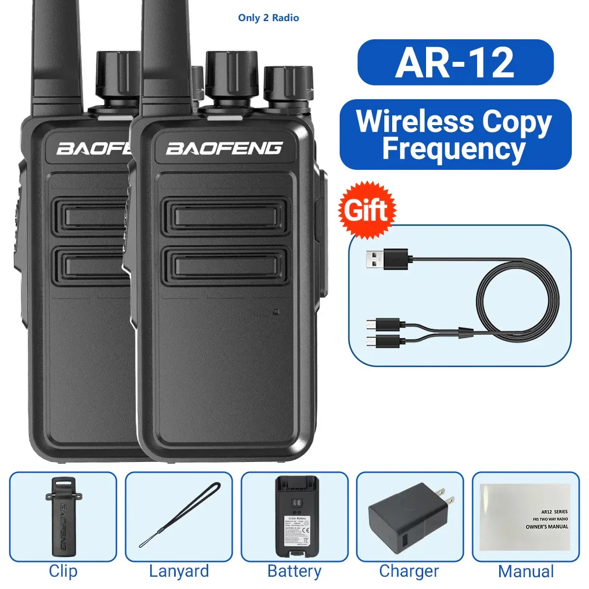 2/4 PCS Baofeng AR-12 Mini Walkie Talkie Wireless