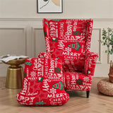 Christmas Theme Wing Chair Cover Stretch Spandex Armchair