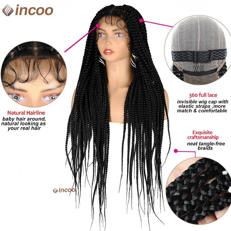 Synthetic Large Box Braided Wigs Jumbo Knotless Full