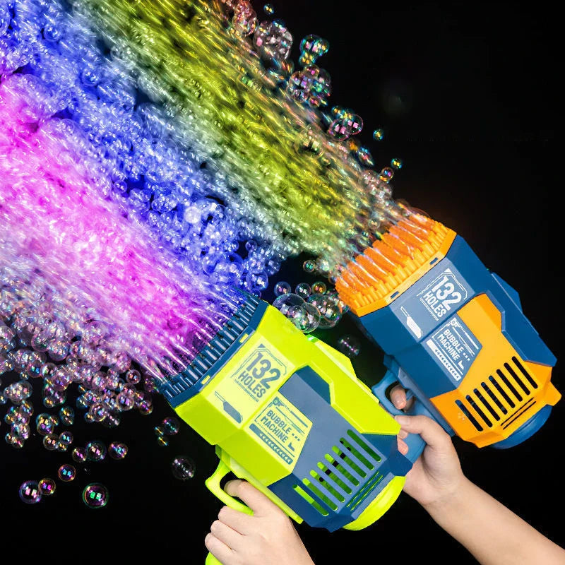 132Hole Rocket Luminous Bubble Gun Gatling Electric Soap