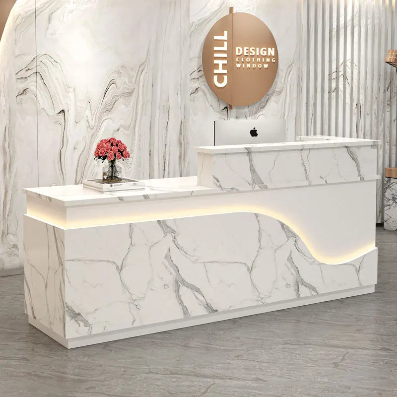 White Light Reception Desks Design Stylish Modern Luxury