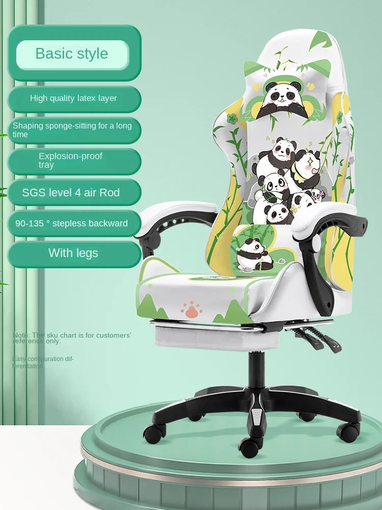 2023 Panda Gaming Chair for Girls – Adjustable Home Office Recliner