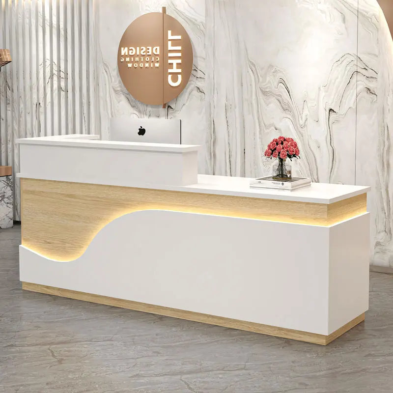 White Light Reception Desks Design Stylish Modern Luxury