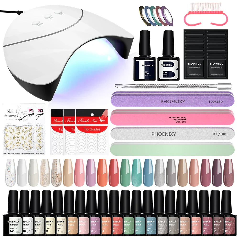 PHOENIXY Gel Nail Polish Set with 36W Nail