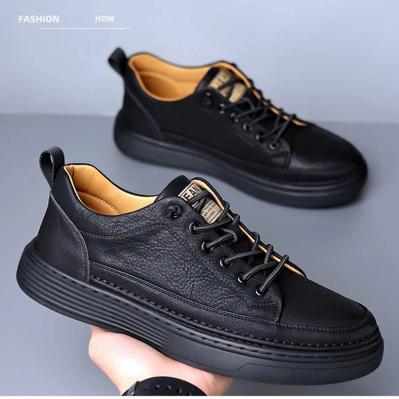 Genuine Leather Shoes for Men Platform Slip on Casual Sneakers for Men 2024 New Comfort Flat Shoes Spring Men's Loafers Shoes