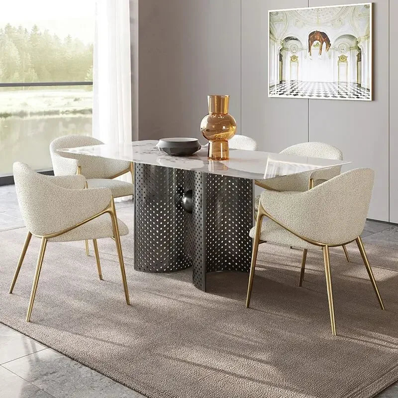 Minimalist Comfortable Nordic Dining Chair Metal White Party