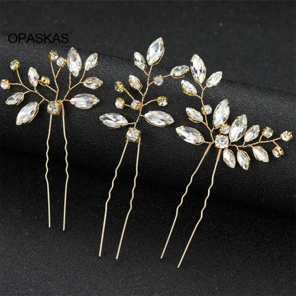 Bride Hairpins Wedding Hair Accessories Trendy Crystal U-shaped