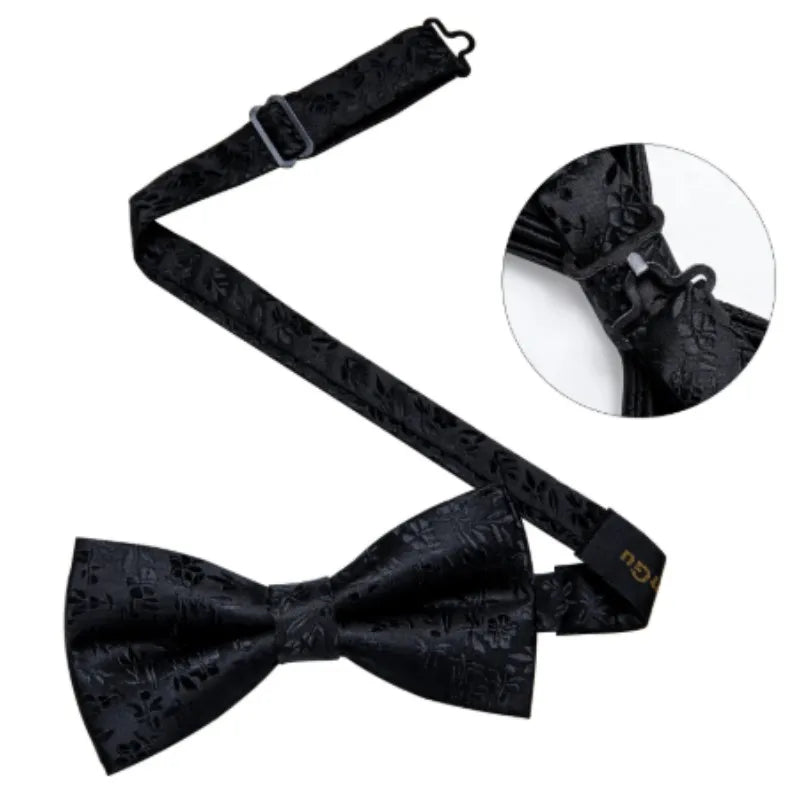 Classic Black Men's Bow Tie Butterfly Pocket Square