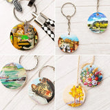 Wood Charms Key Chain Keyrings Blank For DIY