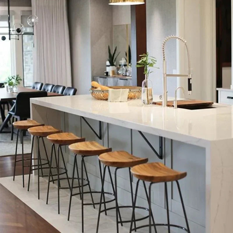 High Wood Stool Modern Minimalist High Chair Solid