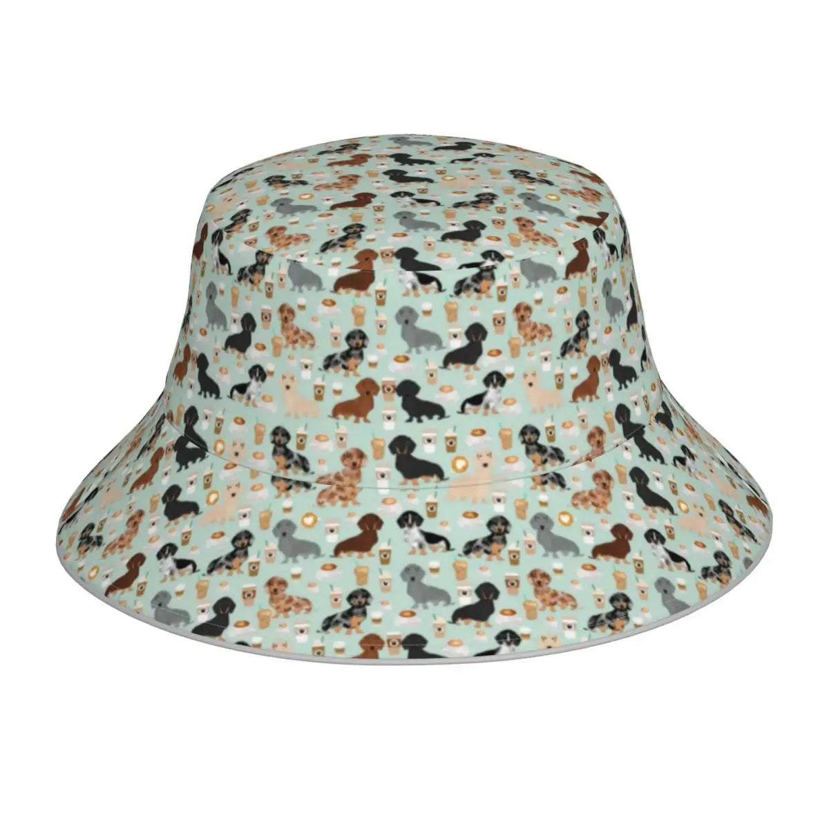 Dachshund Bucket Hat Black and Gold Dog Hawaii