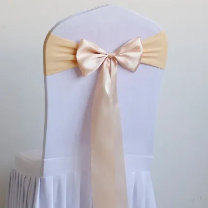10pcs/50pcs Satin Spandex Chair Bow Band Ribbon Chair