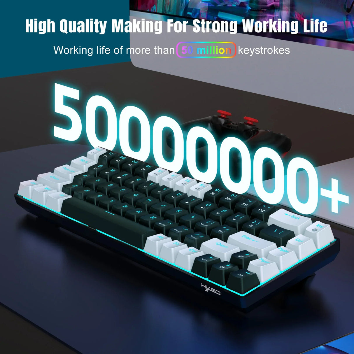 68 Keys Mechanical Keyboard Ergonomics RGB Backlit LED