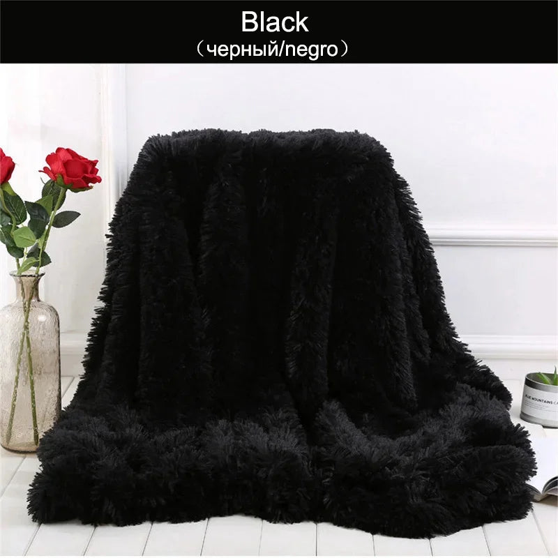 Shaggy Throw Blanket Soft Long Plush Bed Cover