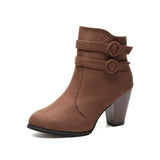Retro Boots Women's Shoes 2023 New Square Heel