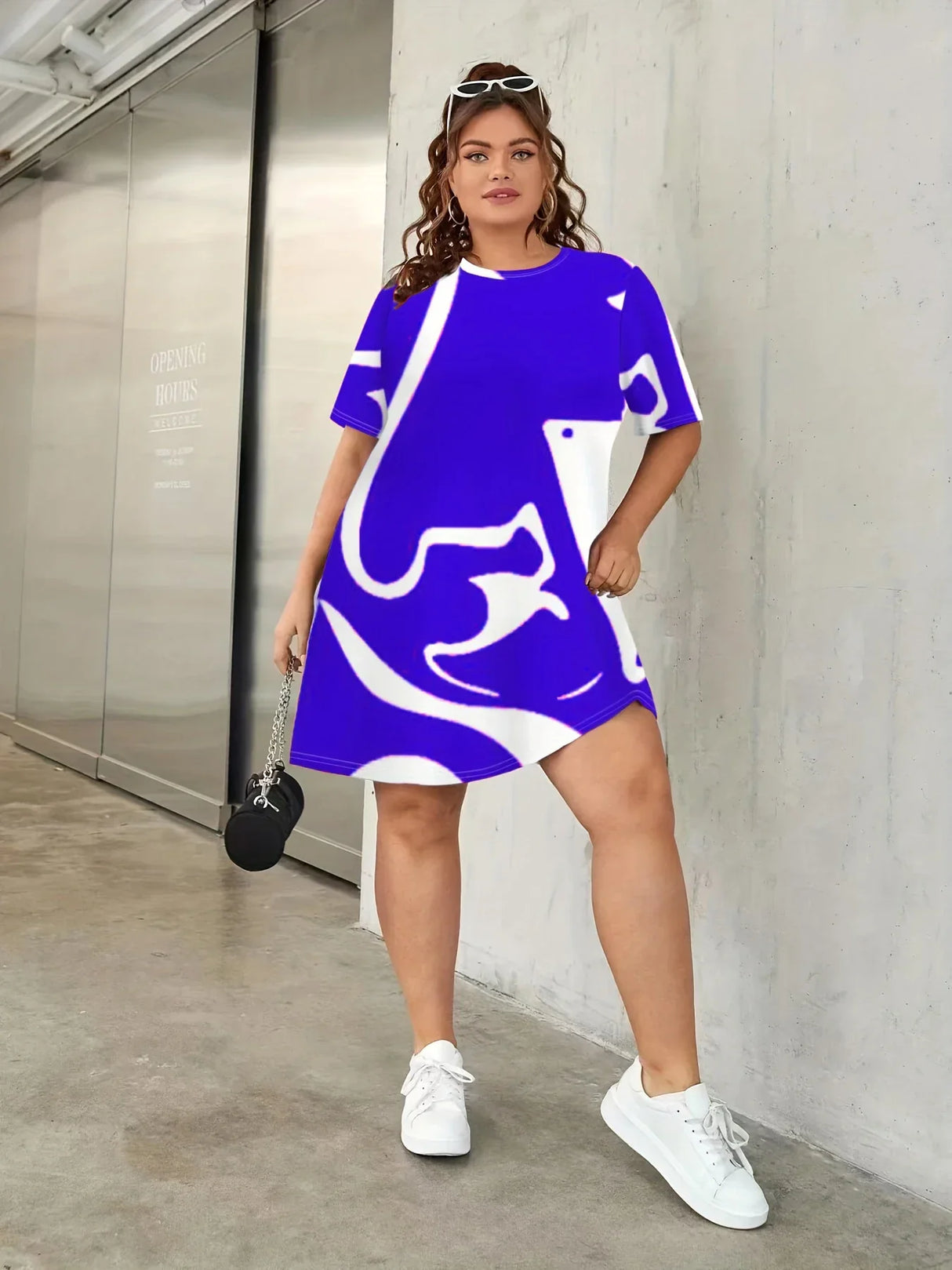 Plus Size Women's Casual Tee Dress, Fashion Plus