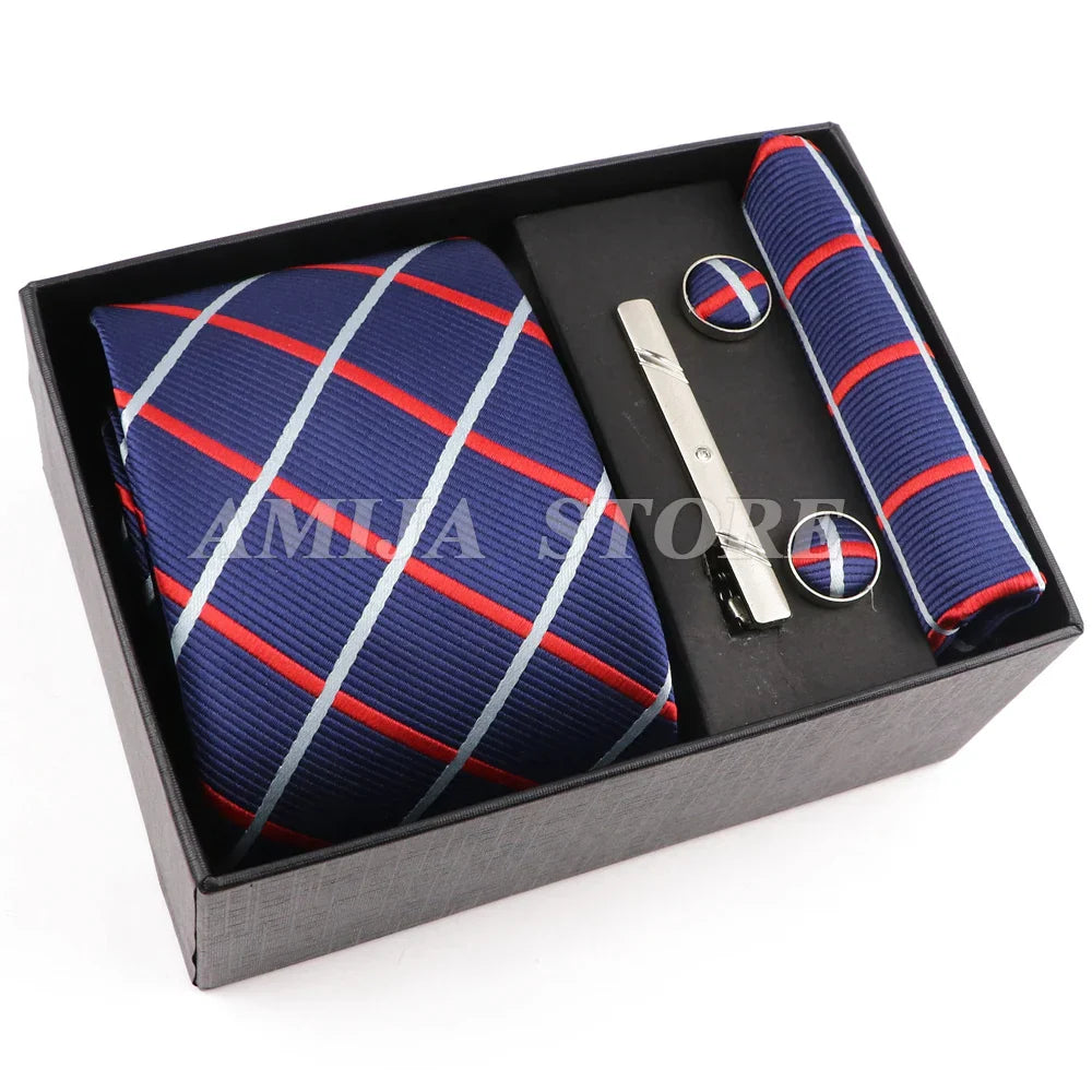 Men's Tie Gift Box With Neckties Handkerchiefs Cufflinks