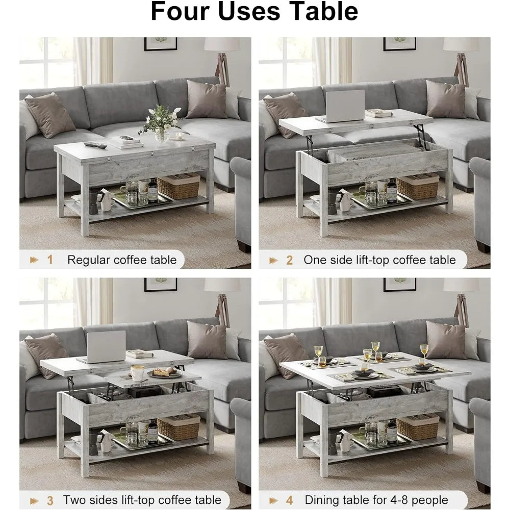 41.7" Lift Top Coffee Table - Converts to Dining Table, Gray