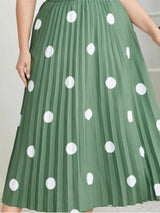 Plus Size Spring Midi Polka Dot Print Skirt