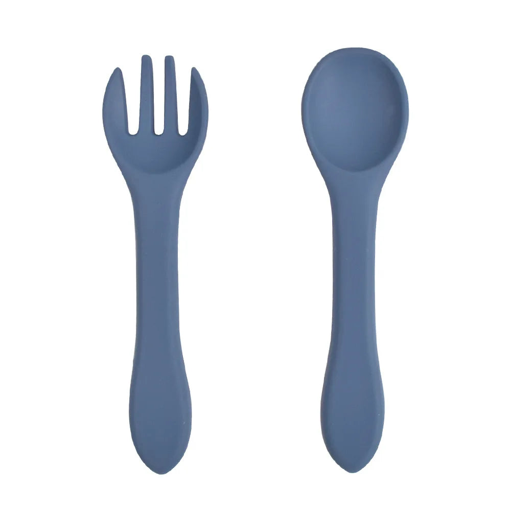 2 PCS Silicone Spoon Fork for Baby Utensils