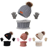 3PCS Set Cute Wool Pompom Baby Hat Scarf