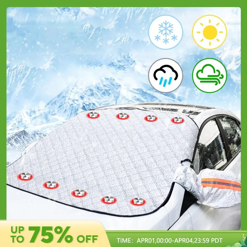 Magnetic Large Size Snow Cover 9 Magnet Adsorption Windproof for SUV/MPV Windshield Sun Shade Cover Anti Frost Sun Protection