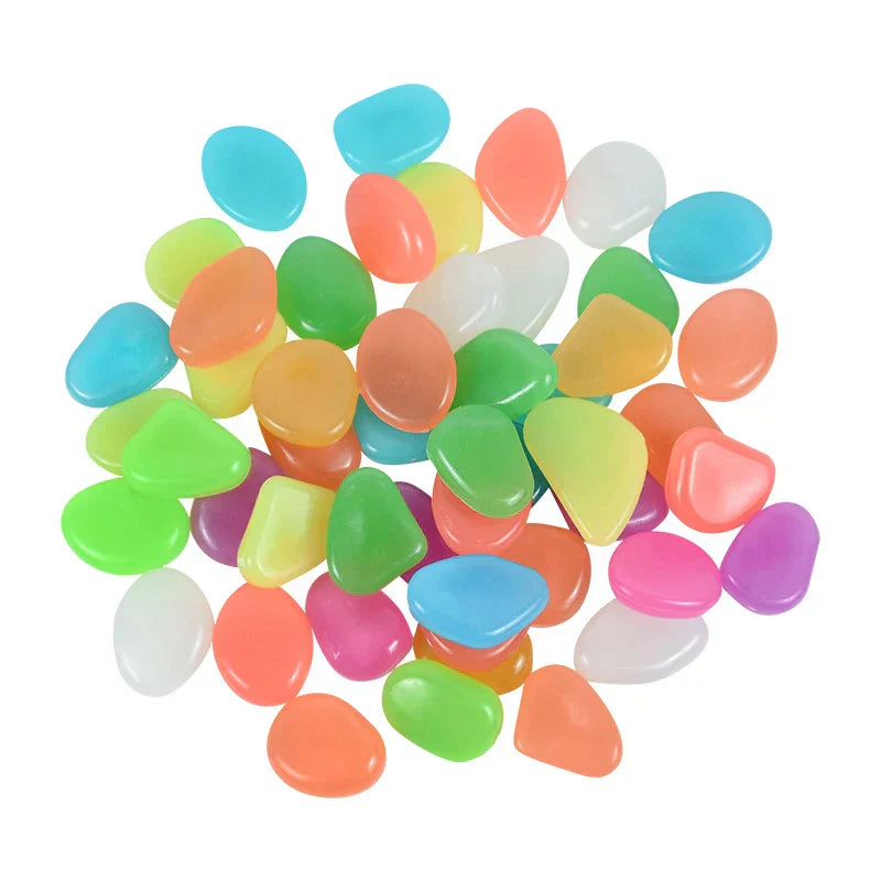 50Pcs 2cm Luminous Stones Garden Pebbles Glow In