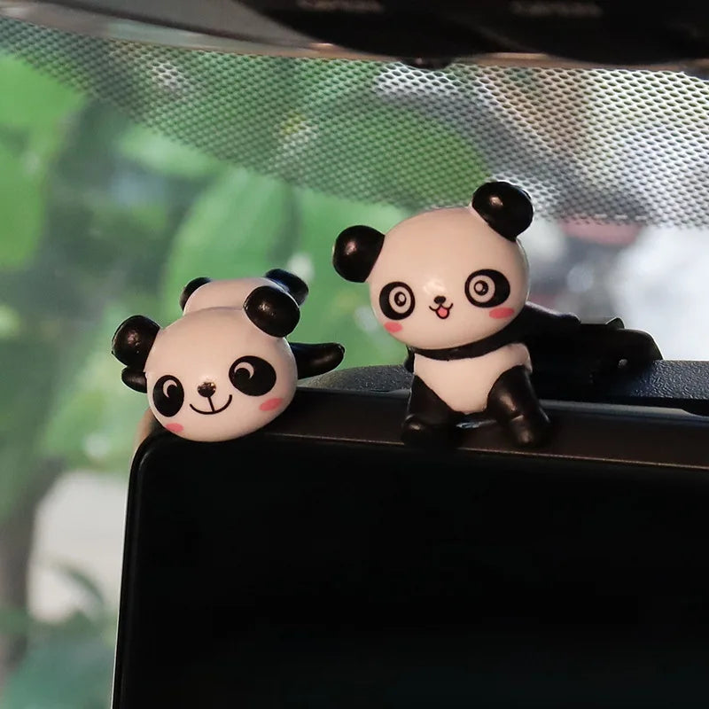 8Pcs/set Cute Panda Car Accessories Interior Funny Toys