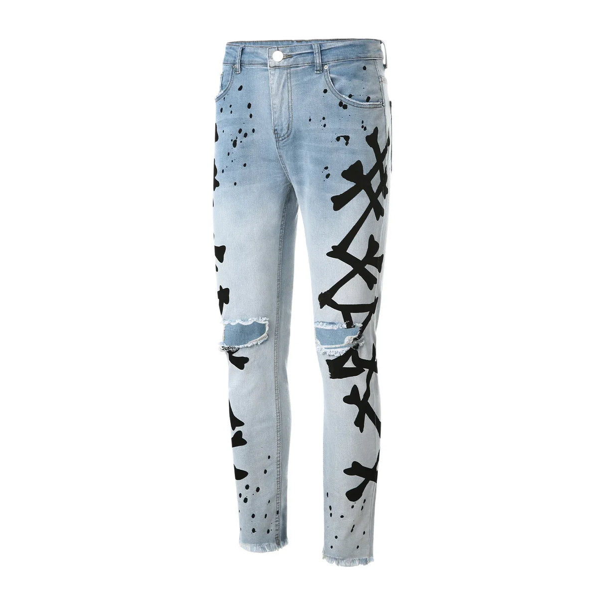 Jeans For Men 2022 Gradient Color Ripped White