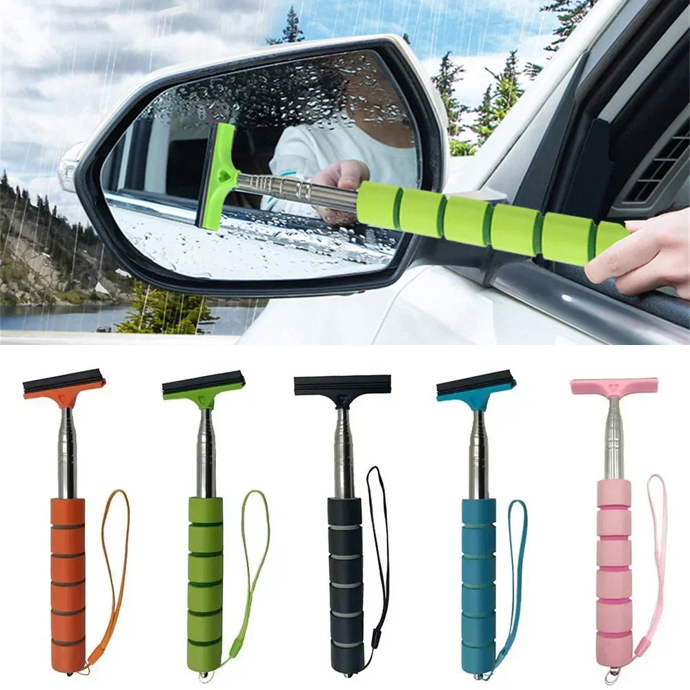 Car Rearview Mirror Wiper Stainless Steel Telescopic Retractable