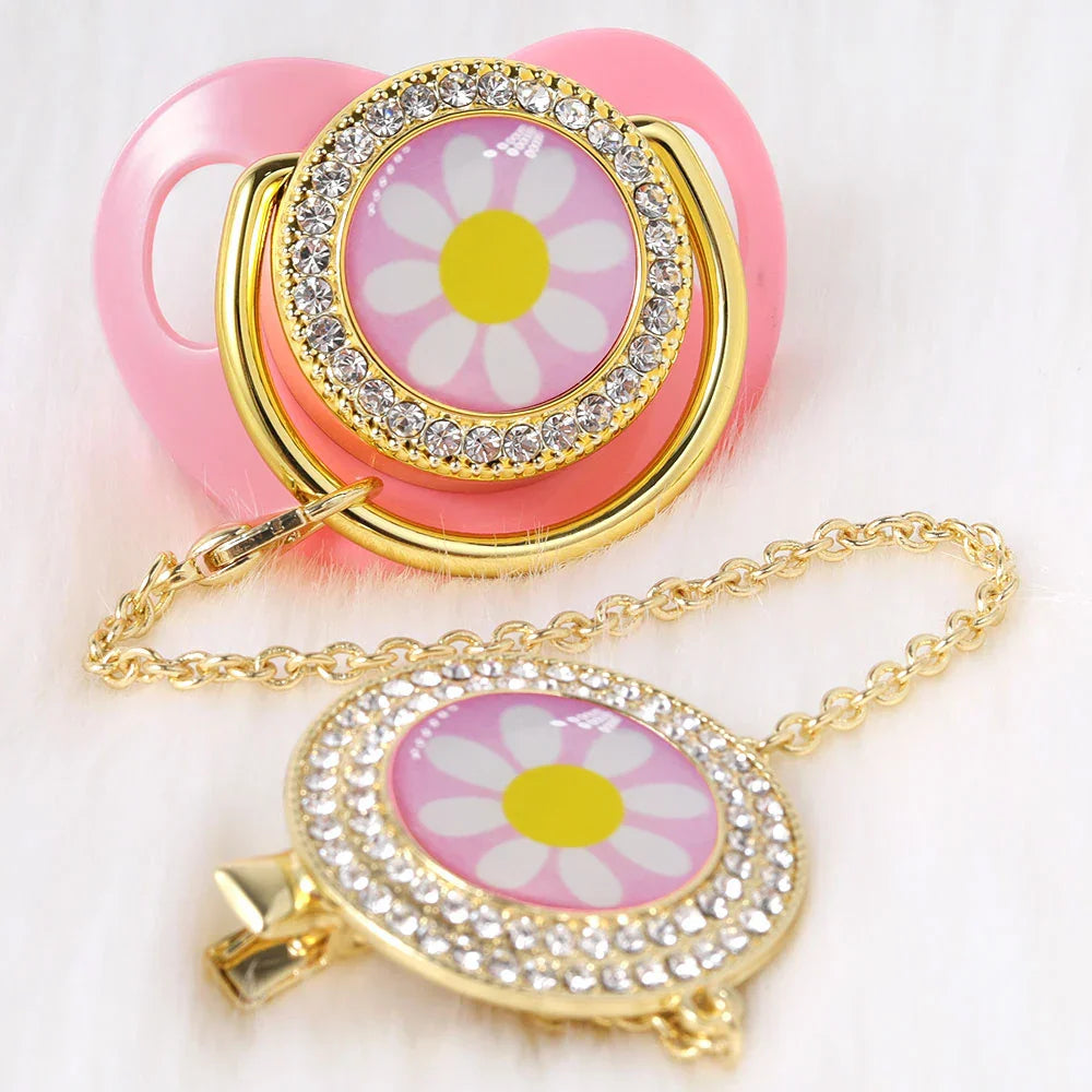Gold Pacifier Baby Pacifier Clip Personalized BPA Free