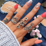 Fashion Green Crystal Knuckle Finger Rings Set For