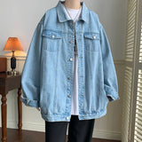 Plus Size 5XL-M Black Denim Jacket Mens Turn