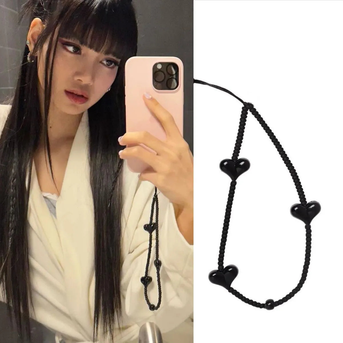 Matte Black Phone Charm Strap Lisa Mobile Phone