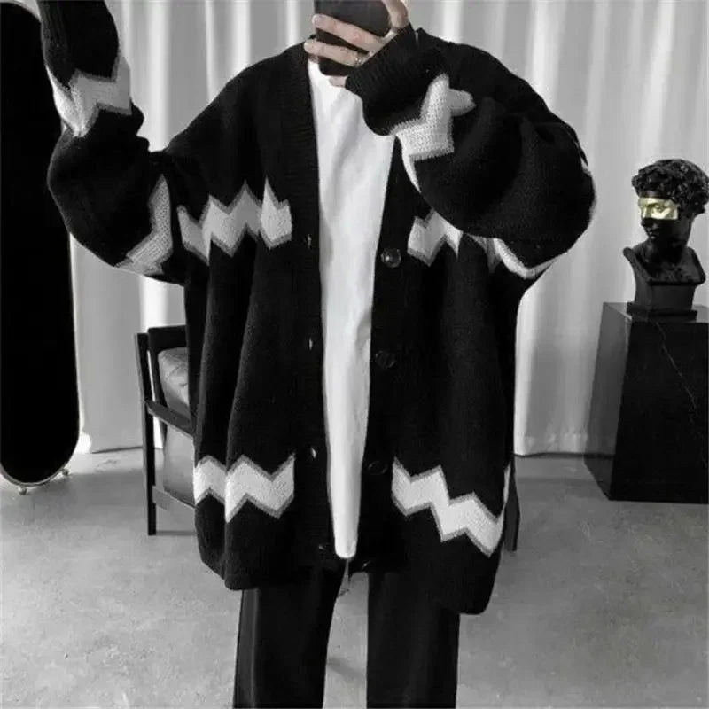 Man Clothes Long Graphic Knitted Sweaters for Men