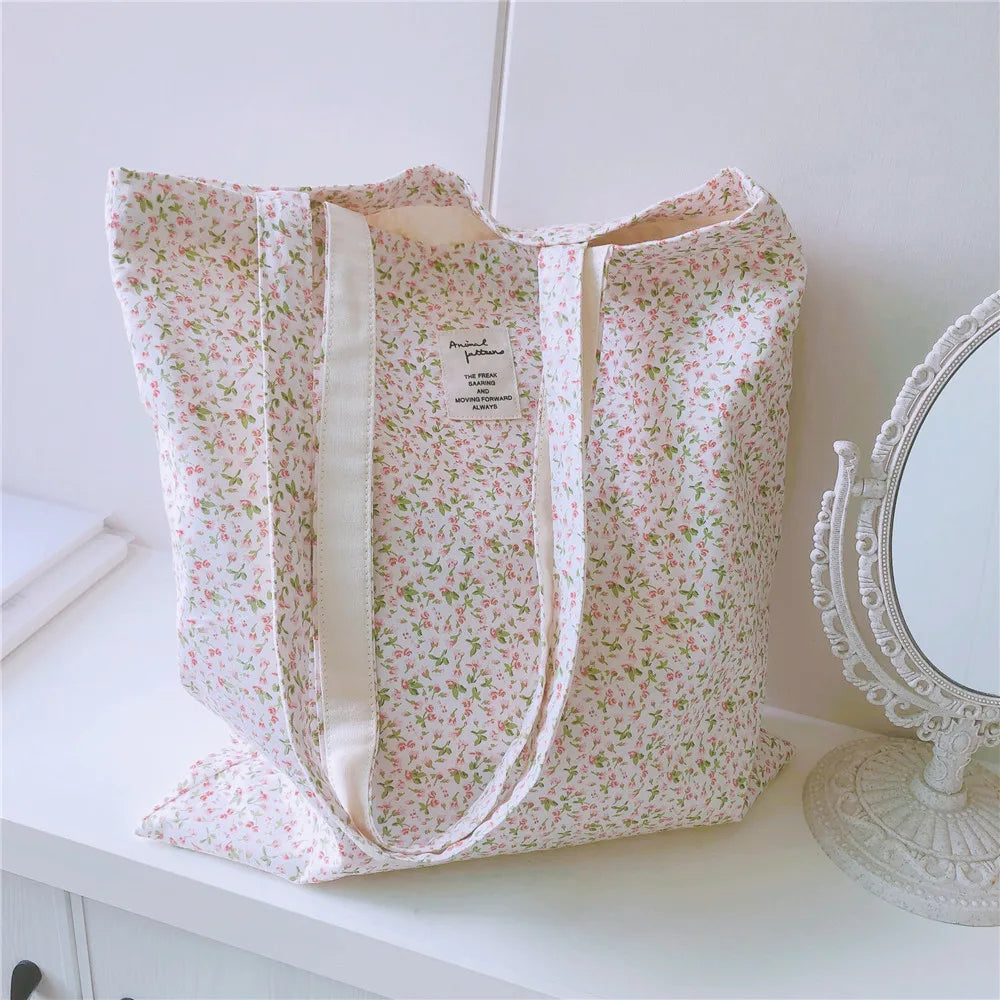 Cotton Women Shopping Bag For Groceries Canvas Large Reusable Foldable Shopper Shoulder Bags Female Students Books Tote Handbags