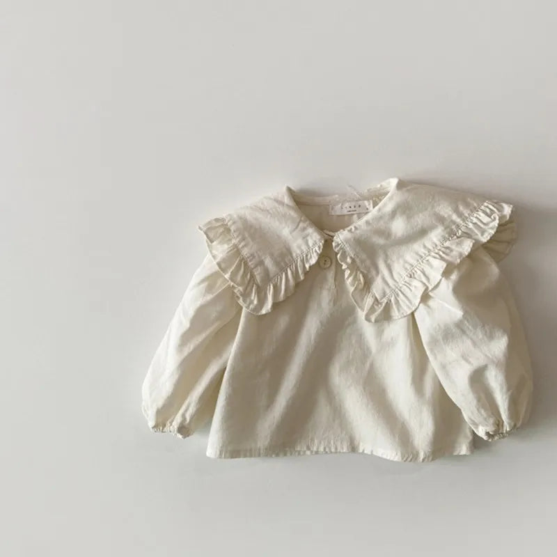 2024 Spring New Girls Large Lapel Shirts Children