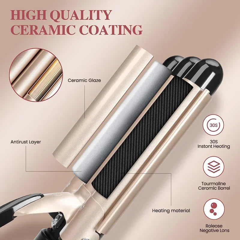 Professional Hair Curling Iron Ceramic Triple Barrel Hair