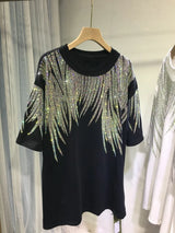 L4XL Plus Size Tops Rhinestone Graphic Tshirts Luxury