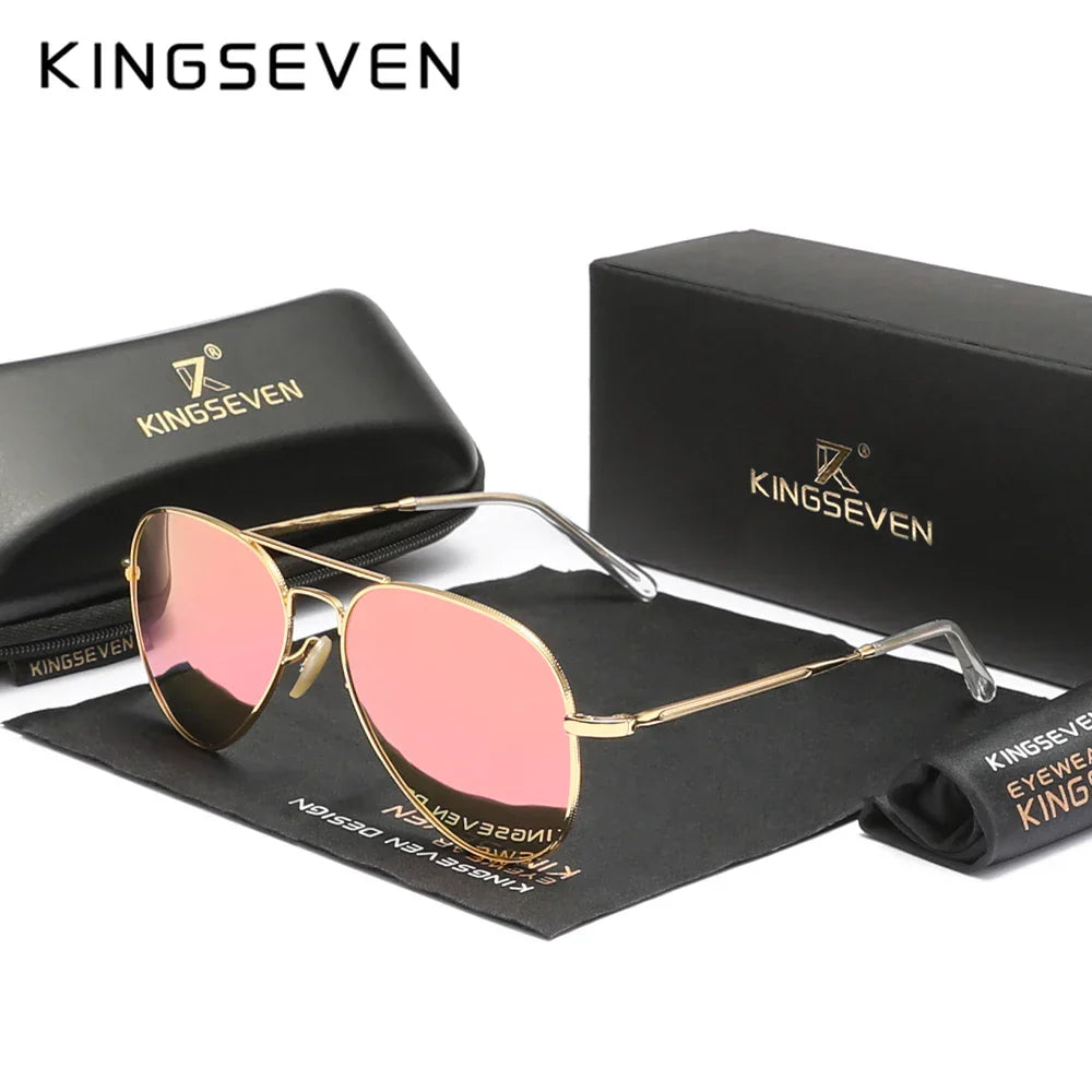 KINGSEVEN Pilot Alloy Men‘s Sunglasses Polarization UV400 Anti-reflection Full Frame Parsnip Glasses Women Retro Luxury Eyewear