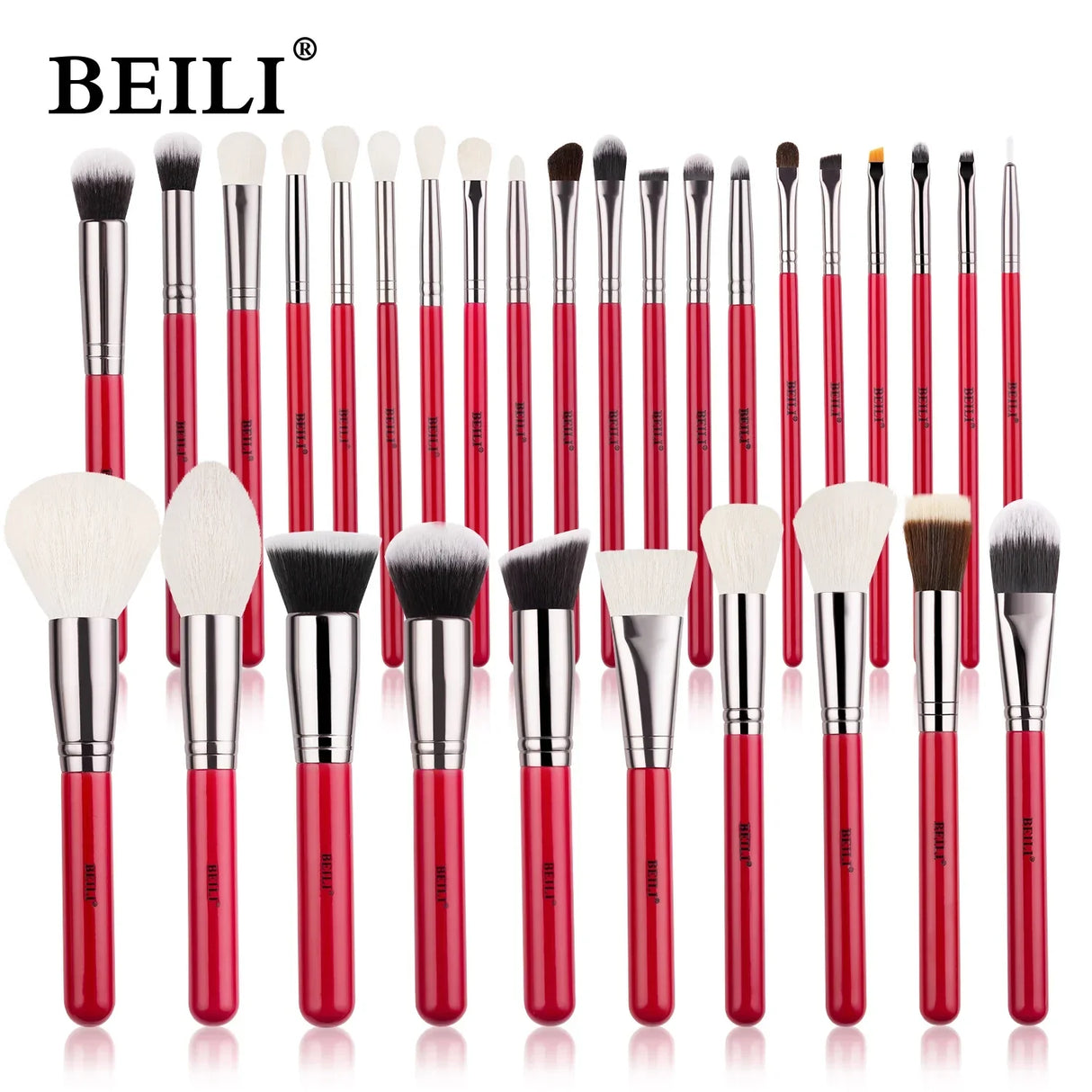 BEILI Red Eye Makeup Brushes Set Professional Natural