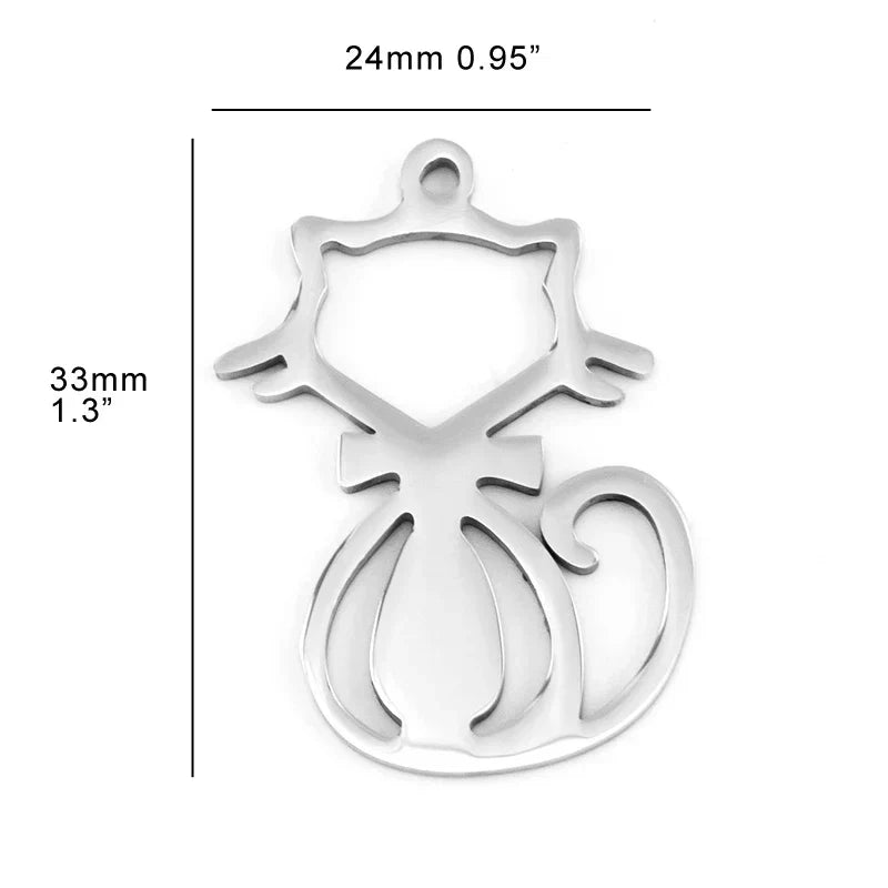 10pcs I Love My Cat Dog Animals Stainless