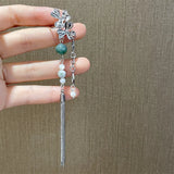 Vintage Chinese Style Artificial Jade Tassel Flower Ear