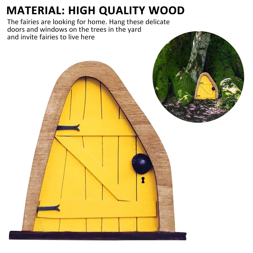 Garden Wooden Fairy Figurine Door Miniature DIY Window