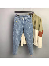 Fashion Designer Men Jeans Retro Stretch Slim Fit