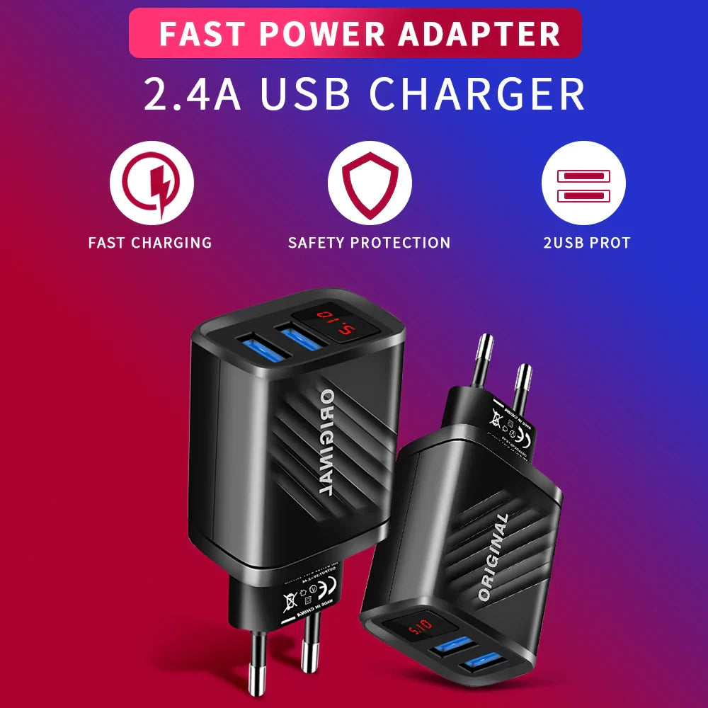 Dual USB Charger 20W Mobile Phone Charger Fast